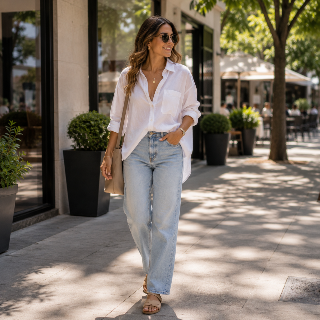 blusa oversize outfit, camisas extra grandes mujer, outfits de verano mujer, moda mujeres de 35,